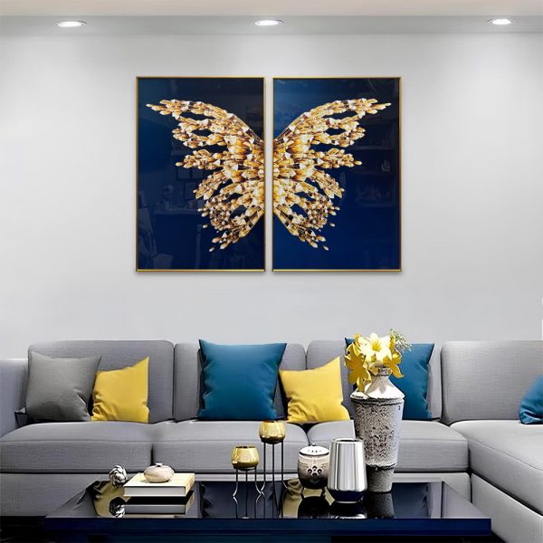 Angelic Golden Wings Crystal Glass Painting - Set of 2 - Image 2