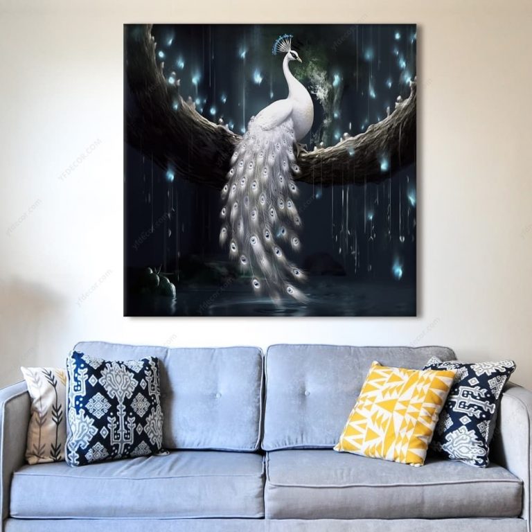 White Peacock Canvas Painting