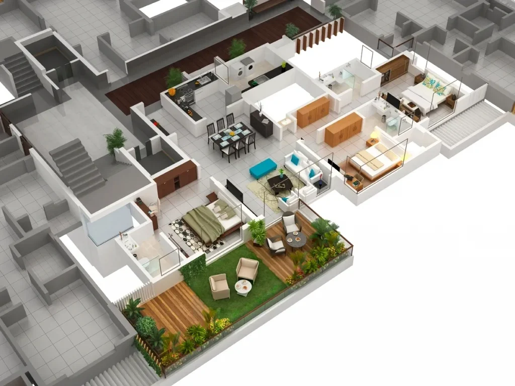 Floor Plan of 3bhk Home Interior