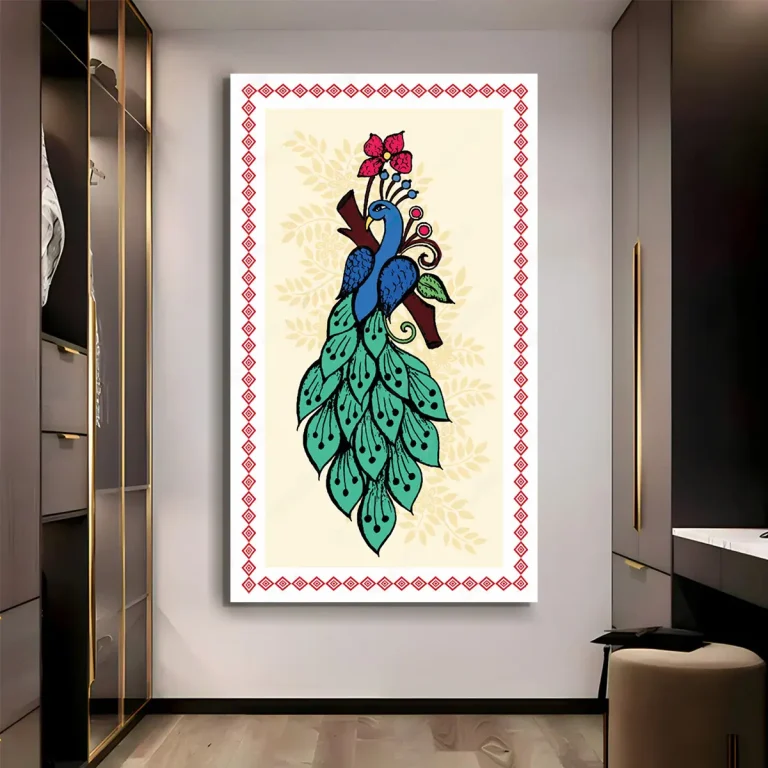 Madhubani Peacock Painting for Bedroom