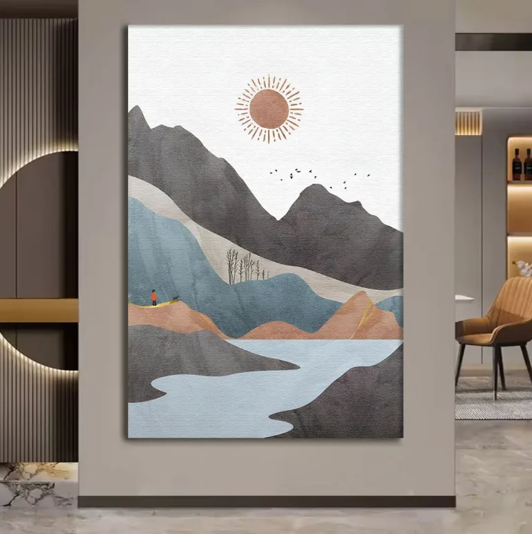 Rising Sun Painting in Vastu with Mountains 