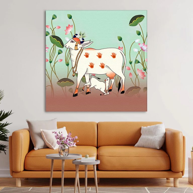 White kamdhenu Cow with calf