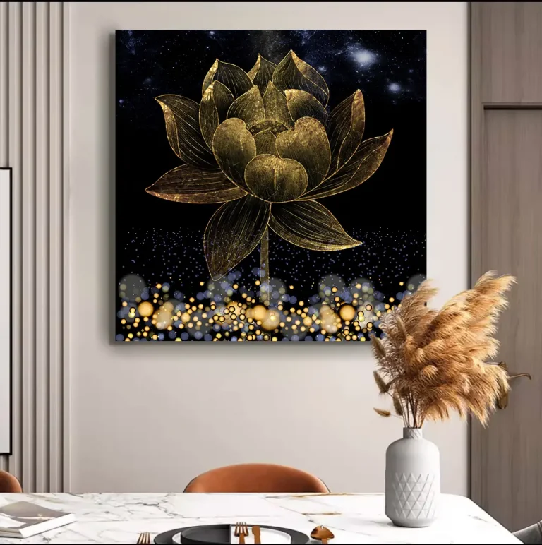 Modern Golden Lotus painting