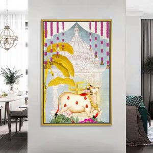 Swatik Kamadhenu Cow Pichwai Painting