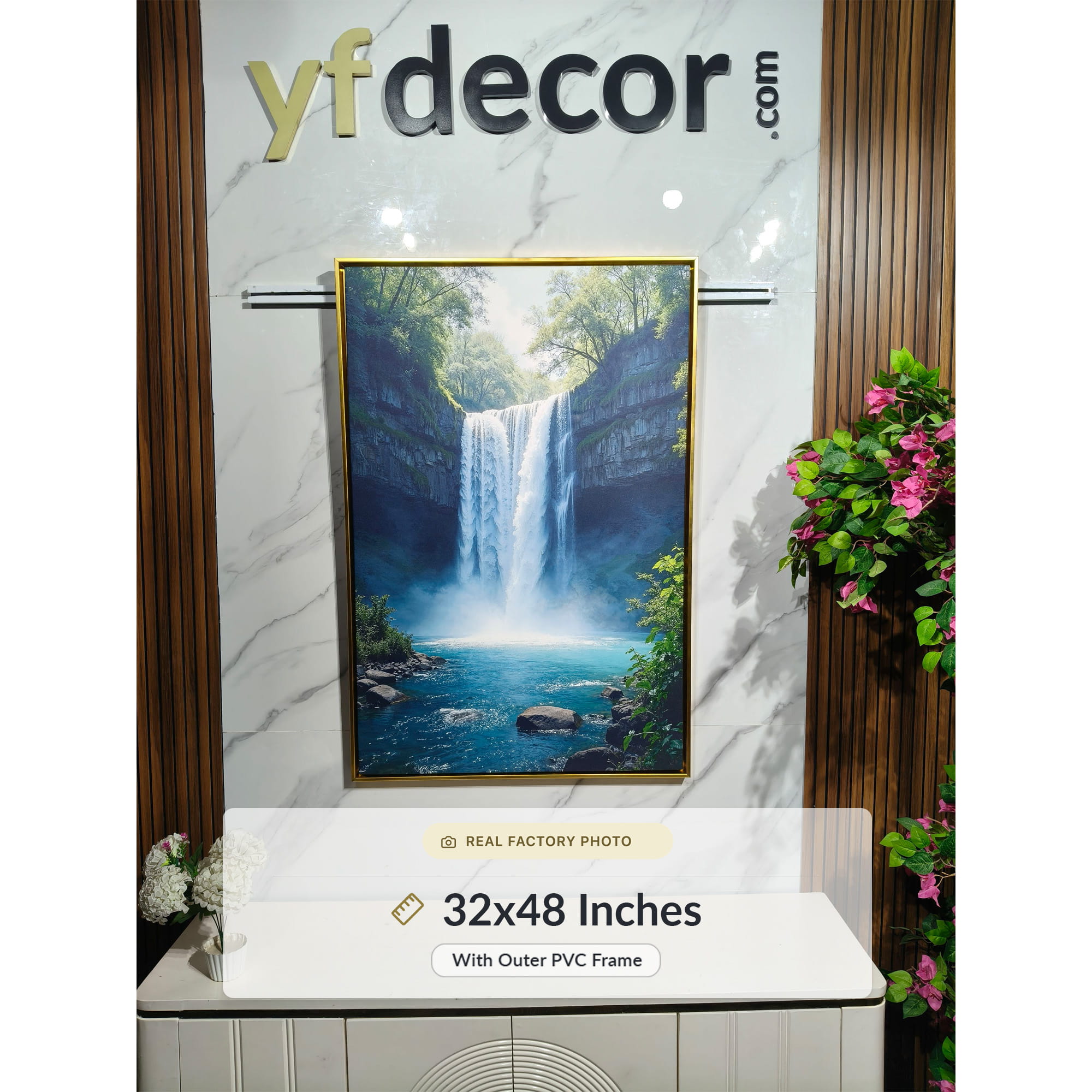 Nature’s Symphony Waterfall Painting on Canvas - Image 3