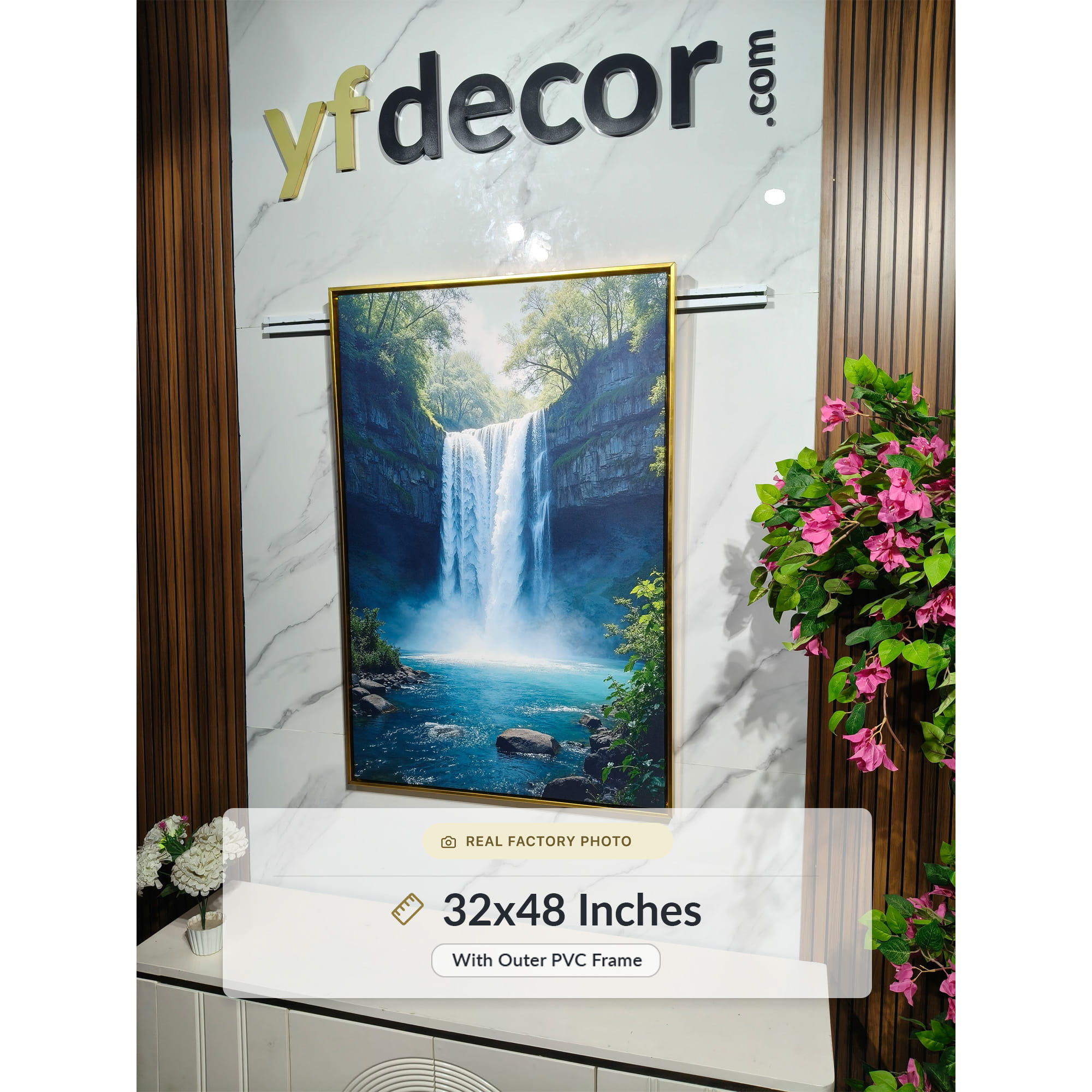 Nature’s Symphony Waterfall Painting on Canvas - Image 4