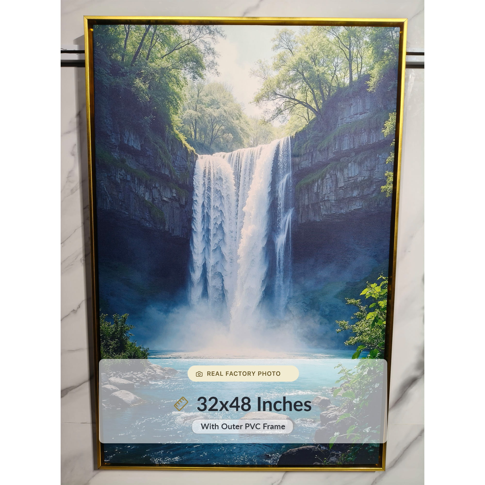 Nature’s Symphony Waterfall Painting on Canvas - Image 6
