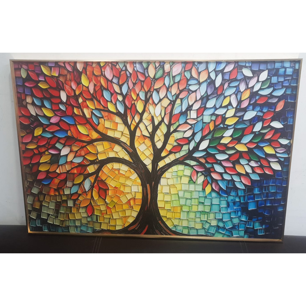 Colourful Abstract Tree of Life Painting on Canvas - Image 3