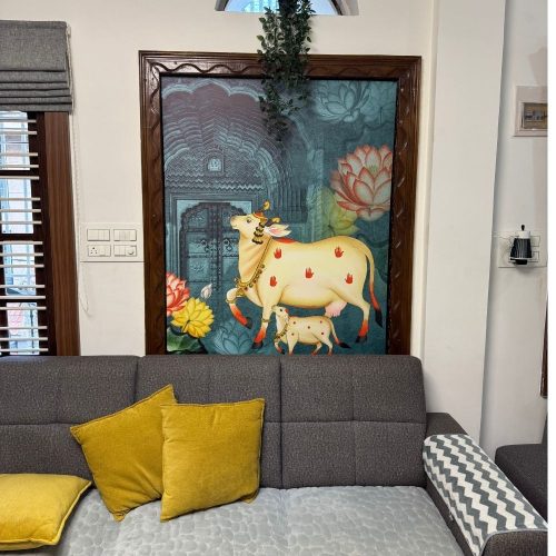 Traditional Lotus Cow Pichwai Painting photo review