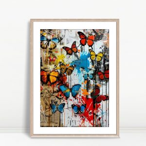 Vivid Butterflies Urban Graffiti Burst
