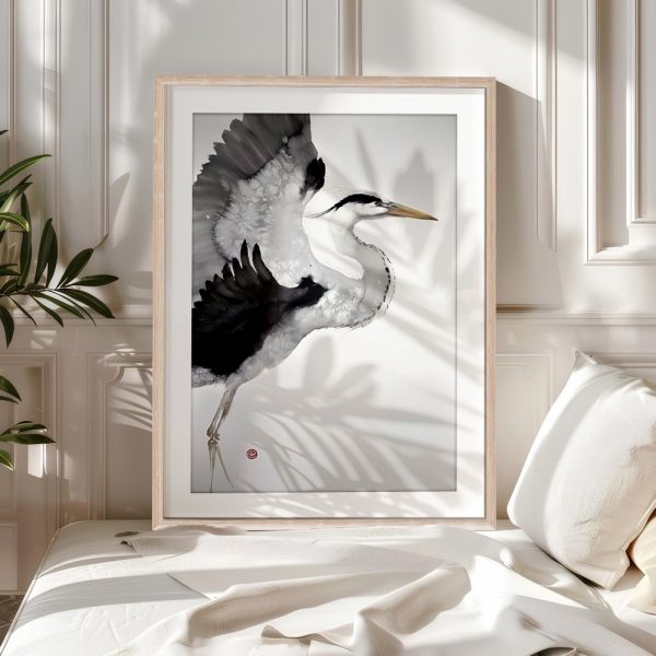 Watercolor Heron in Flight Grace - Image 5