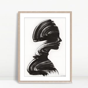 Ink Brush Silhouette Flowing Profile