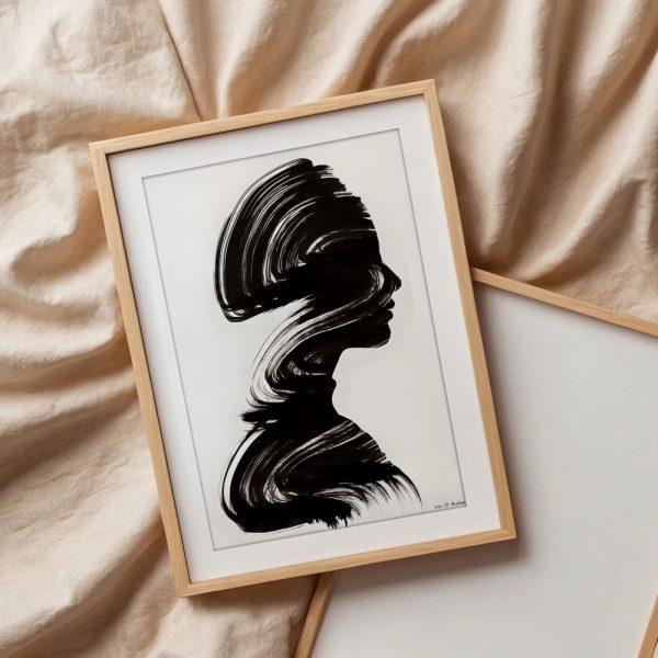 Ink Brush Silhouette Flowing Profile - Image 3