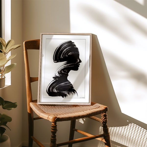 Ink Brush Silhouette Flowing Profile - Image 4
