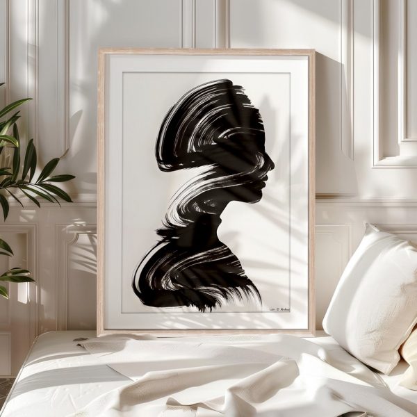 Ink Brush Silhouette Flowing Profile - Image 5