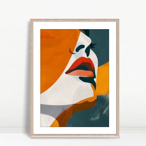 Abstract Orange Veil and Bold Lips