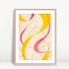 Pink and Yellow Swirling Ribbons