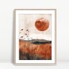 Wildflowers and Terracotta Sun Landscape