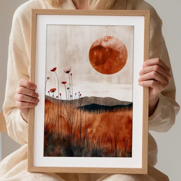 Wildflowers and Terracotta Sun Landscape - Image 2