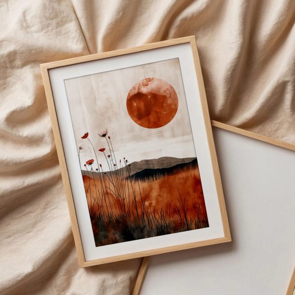 Wildflowers and Terracotta Sun Landscape - Image 3