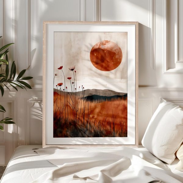 Wildflowers and Terracotta Sun Landscape - Image 5
