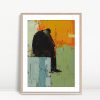 Melancholic Figure Against Abstract Hues
