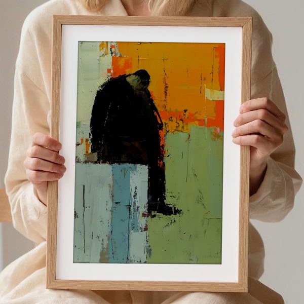 Melancholic Figure Against Abstract Hues - Image 2