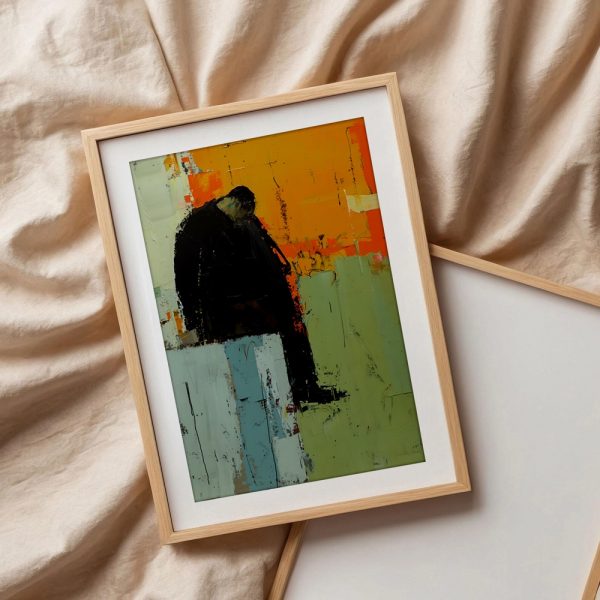 Melancholic Figure Against Abstract Hues - Image 3