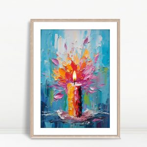 Candle Flame in Colorful Explosion