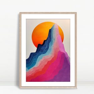 Geometric Mountain Layers with Sunset