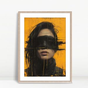 Expressive Hair on Yellow Abstract Backdrop