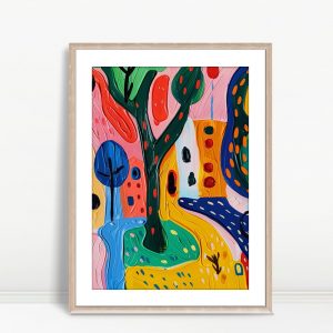 Whimsical Colorful Village Landscape