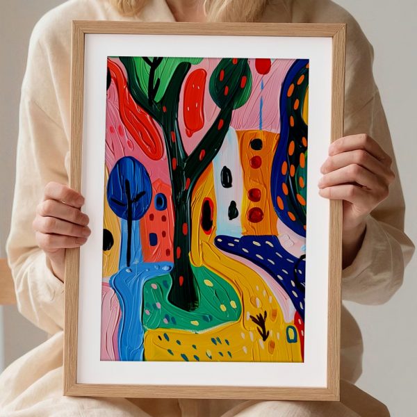 Whimsical Colorful Village Landscape - Image 2