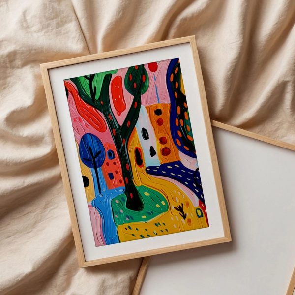 Whimsical Colorful Village Landscape - Image 3