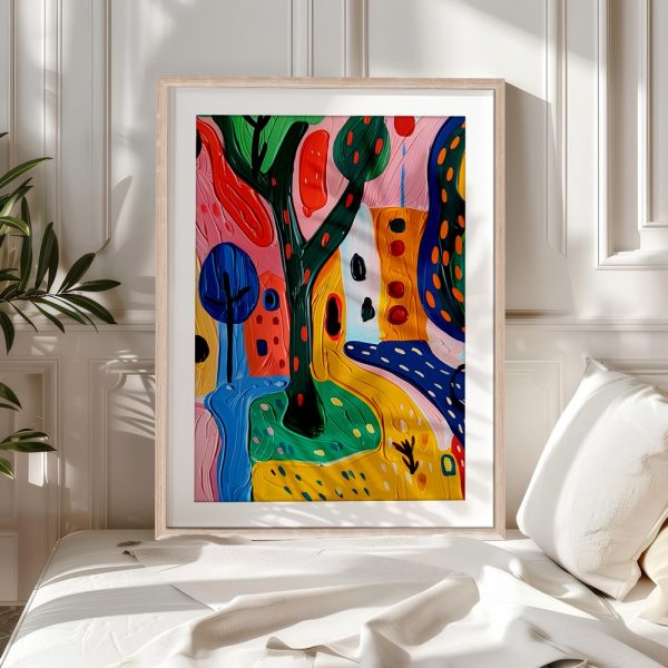 Whimsical Colorful Village Landscape - Image 5