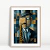 Cubist Jazzman in Blue Tones