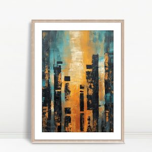 Amber Skyline Abstract Cityscape