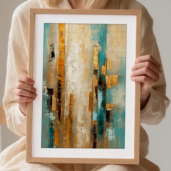 Golden Teal Vertical Textures - Image 2