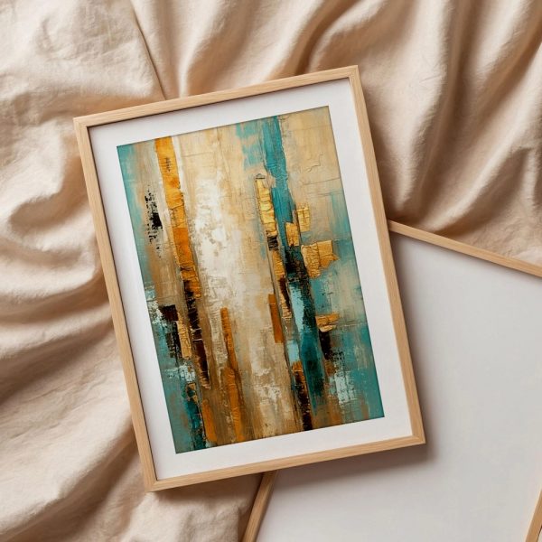 Golden Teal Vertical Textures - Image 3