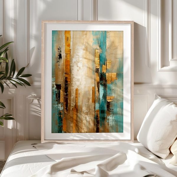 Golden Teal Vertical Textures - Image 5