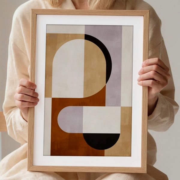 Modern Earthtone Geometric Composition - Image 2