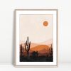Desert Scene with Orange Sun