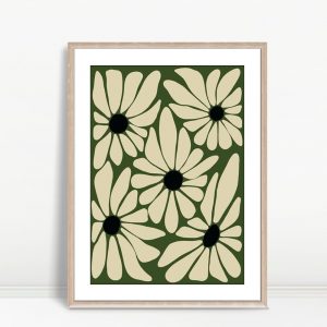 Bold Daisy Pattern on Green