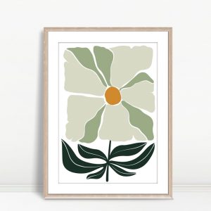 Green Flower with Yellow Center