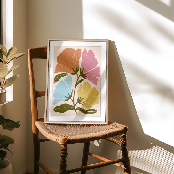 Four Pastel Flowers on Stems - Image 4