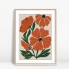 Orange Poppies with Green Leaves
