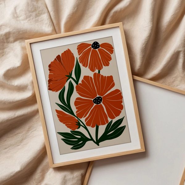 Orange Poppies with Green Leaves - Image 3
