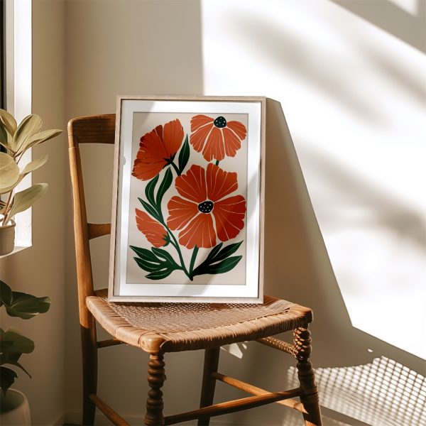 Orange Poppies with Green Leaves - Image 4