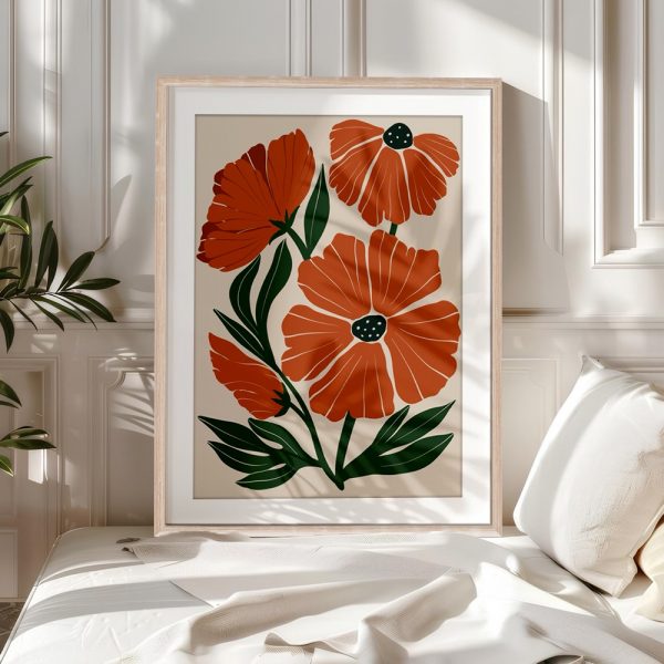 Orange Poppies with Green Leaves - Image 5