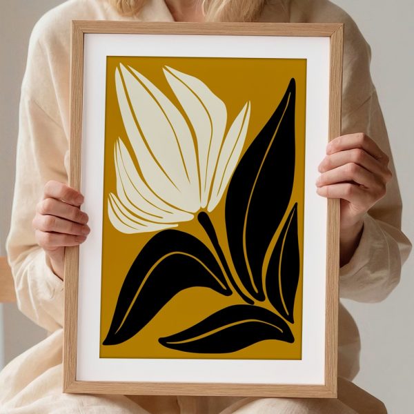 White Flower on Mustard Yellow - Image 2